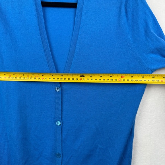 Eric Bompard Cashmere Cardigan Sweater Medium Blue V-Neck Long Sleeve Pockets - Picture 8 of 13